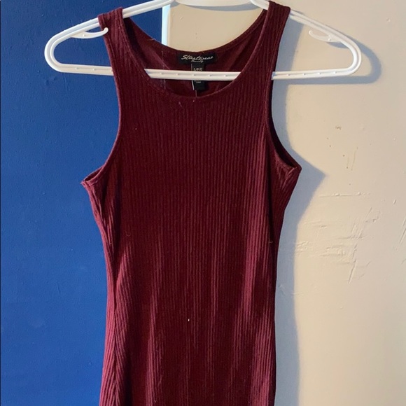 Burgundy rubbed ankle length bodycon dress - Picture 2 of 2